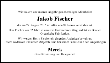 Traueranzeige von Jakob Fischer von trauer.echo-online.de