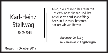 Traueranzeige von Karl-Heinz Stellwag von trauer.echo-online.de