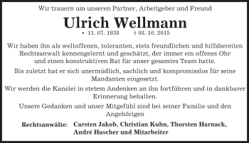 Traueranzeige von Ulrich Wellmann von trauer.echo-online.de