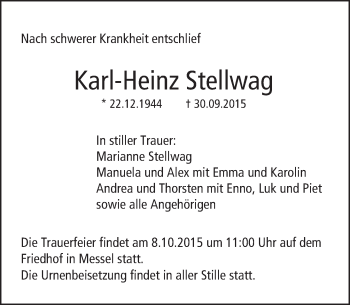Traueranzeige von Karl-Heinz Stellwag von trauer.echo-online.de