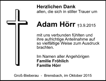 Traueranzeige von Adam Hörr von trauer.echo-online.de