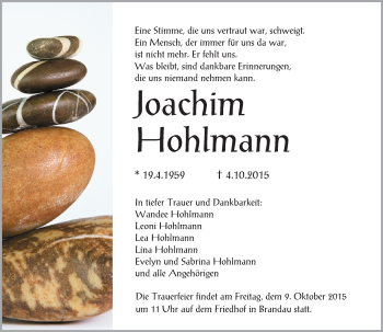 Traueranzeige von Joachim Hohlmann von trauer.echo-online.de