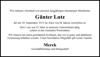 Traueranzeige von Günter Lutz von trauer.echo-online.de