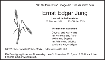 Traueranzeige von Ernst Edgar Jung von trauer.echo-online.de