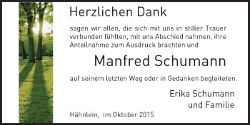 Traueranzeige von Manfred Schumann von trauer.echo-online.de