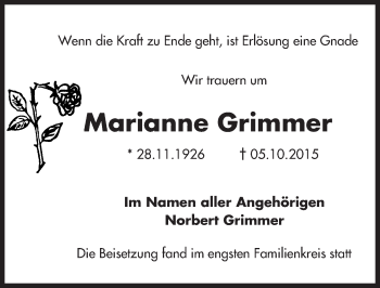 Traueranzeige von Marianne Grimmer von trauer.echo-online.de