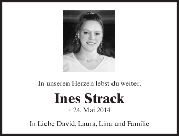 Traueranzeige von Ines Strack von  WI-komplett