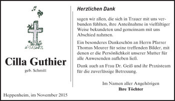 Traueranzeige von Cilla Guthier von trauer.echo-online.de
