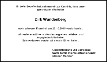 Traueranzeige von Dirk Wundenberg von trauer.echo-online.de