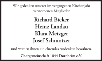 Traueranzeige von Sterbetafel vom 21.11.2015 von trauer.echo-online.de
