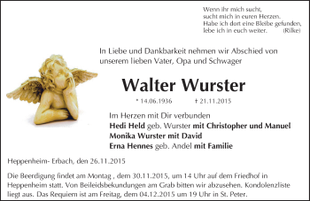 Traueranzeige von Walter Wurster von trauer.echo-online.de