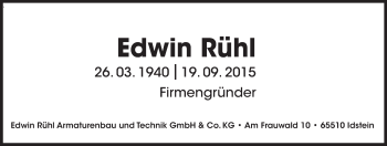 Traueranzeige von Edwin Rühl von  Idsteiner Zeitung