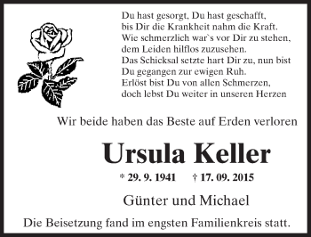 Traueranzeige von Ursula Keller von trauer.echo-online.de