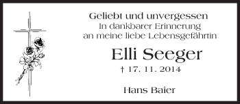 Traueranzeige von Elli Seeger von trauer.echo-online.de