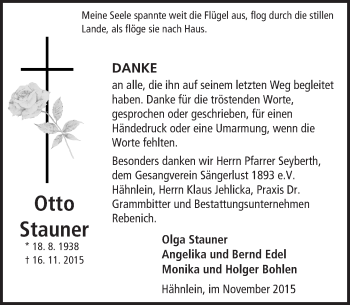 Traueranzeige von Otto Stauner von trauer.echo-online.de