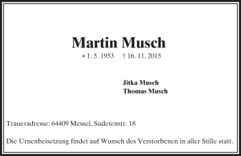 Traueranzeige von Martin Musch von trauer.echo-online.de