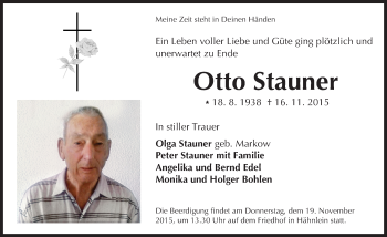 Traueranzeige von Otto Stauner von trauer.echo-online.de