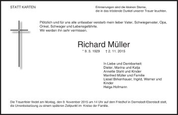Traueranzeige von Richard Müller von trauer.echo-online.de