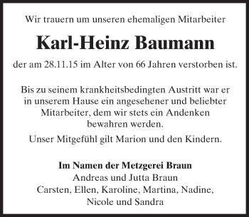 Traueranzeige von Karl-Heinz Baumann von trauer.echo-online.de