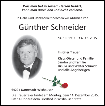 Traueranzeige von Gnther Schneider von trauer.echo-online.de