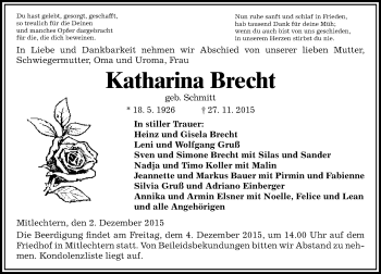Traueranzeige von Katharina Brecht von trauer.echo-online.de