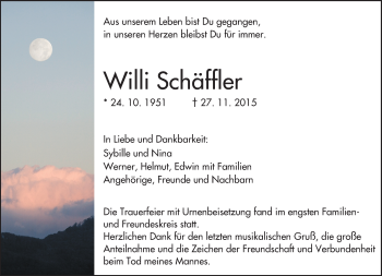Traueranzeige von Willi Schäffler von trauer.echo-online.de