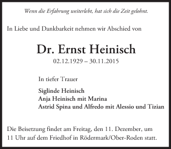 Traueranzeige von Ernst Heinisch von trauer.echo-online.de