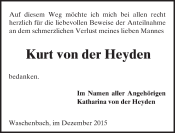 Traueranzeige von Kurt von der Heyden von trauer.echo-online.de