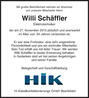 Traueranzeige von Willi Schäffler von trauer.echo-online.de