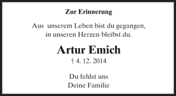 Traueranzeige von Artur Emich von trauer.echo-online.de