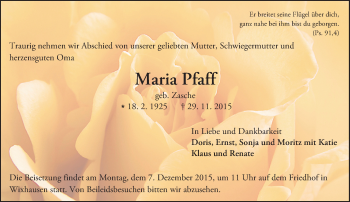 Traueranzeige von Maria Pfaff von trauer.echo-online.de