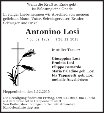 Traueranzeige von Antonino Losi von trauer.echo-online.de