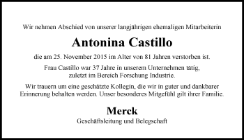 Traueranzeige von Antonina Castillo von trauer.echo-online.de
