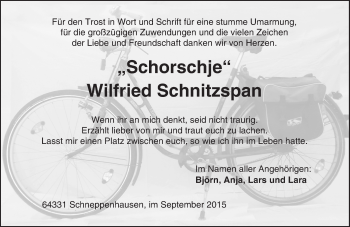 Traueranzeige von Wilfried Schnitzspan von trauer.echo-online.de