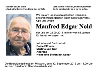 Traueranzeige von Manfred Edgar Nold von trauer.echo-online.de