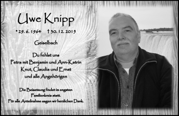Traueranzeige von Uwe Knipp von trauer.echo-online.de