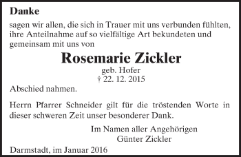 Traueranzeige von Rosemarie Zickler von trauer.echo-online.de