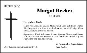 Traueranzeige von Margot Becker von trauer.echo-online.de