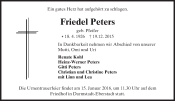 Traueranzeige von Friedel Peters von trauer.echo-online.de