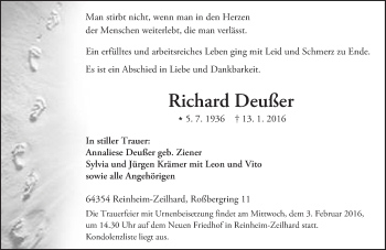 Traueranzeige von Richard Deußer von trauer.echo-online.de