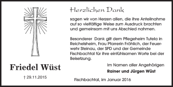 Traueranzeige von Friedel Wüst von trauer.echo-online.de