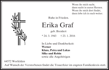 Traueranzeige von Erika Graf von trauer.echo-online.de