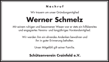 Traueranzeige von Werner Schmelz von VRM Trauer