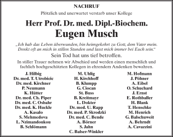 Traueranzeige von Eugen Musch von  Kreisanzeiger