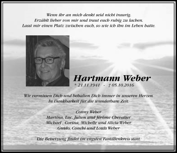 Traueranzeige von Hartmann Weber von  Kreisanzeiger