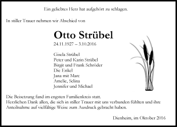 Traueranzeige von Otto Strübel von Trauerportal Rhein Main Presse