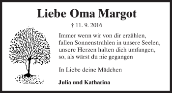 Traueranzeige von Margot Veith von Trauerportal Echo Online
