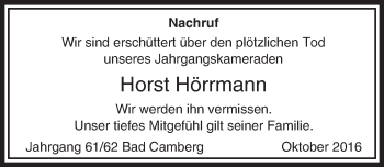 Traueranzeige von Horst Hörrmann von  Camberger Anzeiger