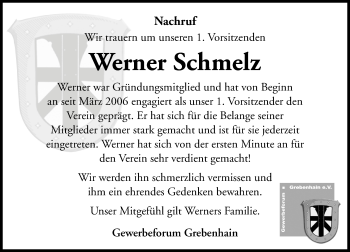 Traueranzeige von Werner Schmelz von VRM Trauer
