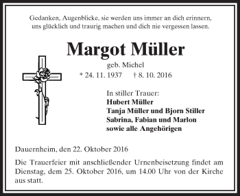 Traueranzeige von Margot Müller von  Kreisanzeiger